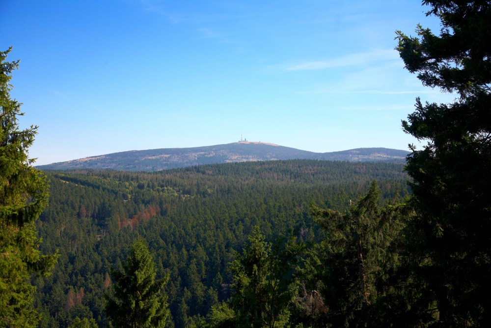 Blick von der Steilen Wand (bei Torfhaus) zum Brocken, Sommer 2008 Blick von der Steilen Wand (bei Torfhaus) zum Brocken, Sommer 2008